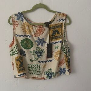 Rachel Zoe Multicolor Patterned Crop Top